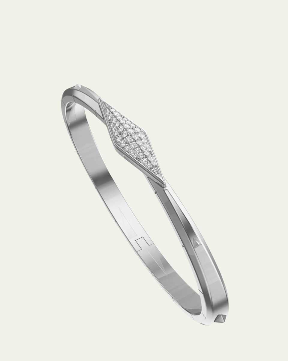 Points North Sterling Silver Cuff With Pave Sapphire Clasp, Small